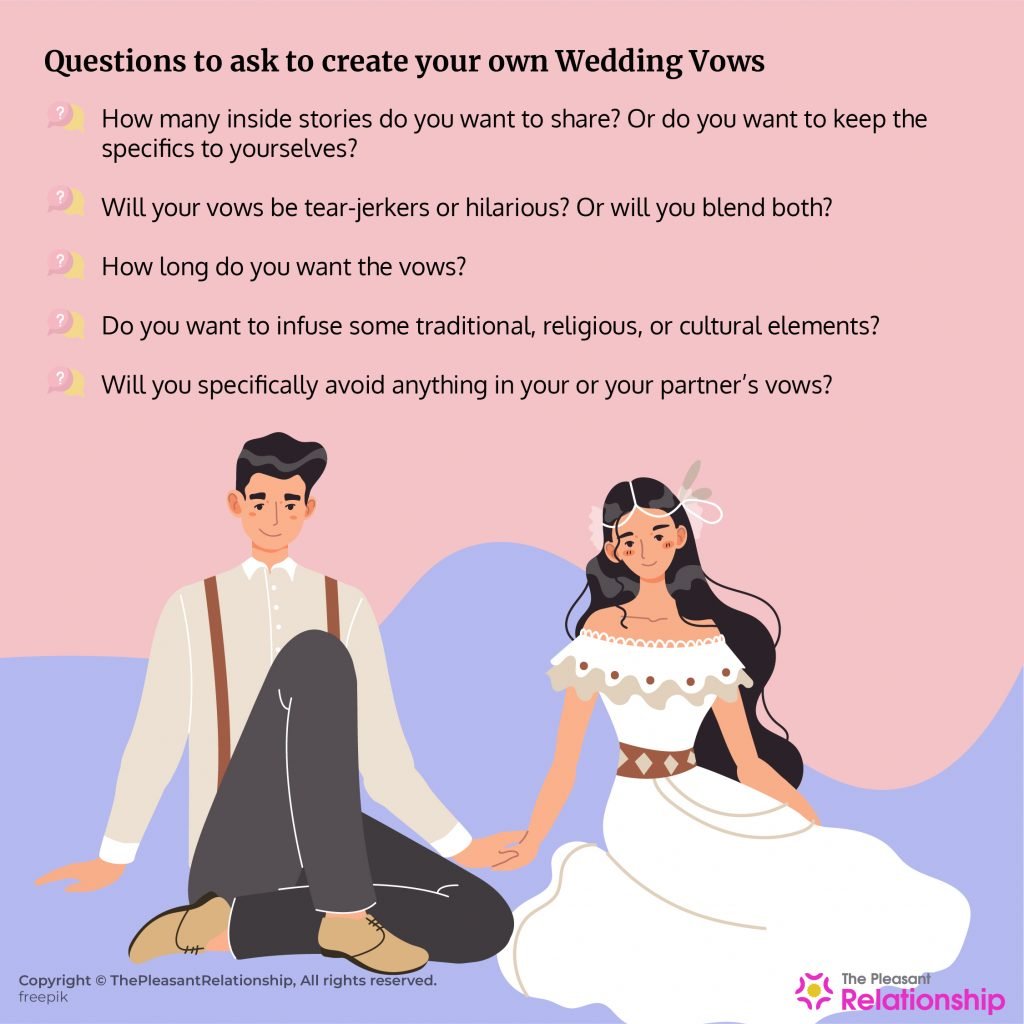 Questions to ask to create your own Wedding Vows