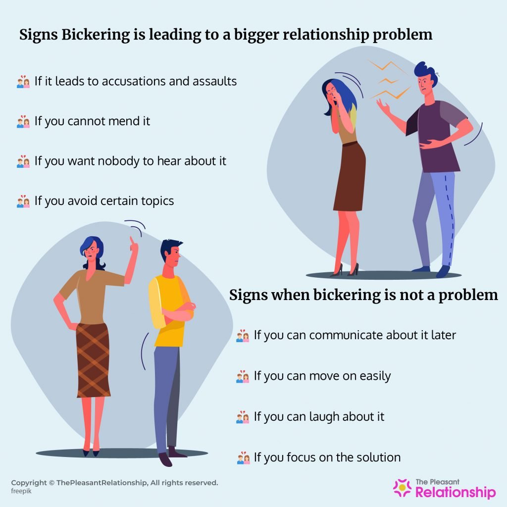 Signs Bickering is leading to a bigger relationship problem & Signs when bickering is not a problem